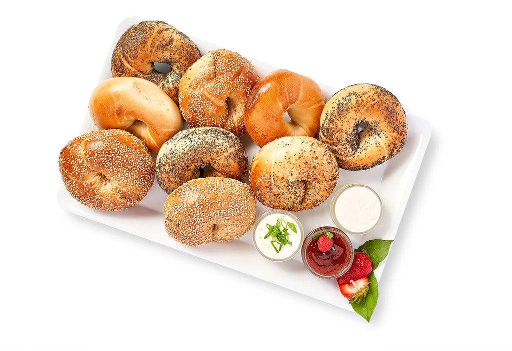 Morning Bakery Platter on a white plate with dipping sauce.