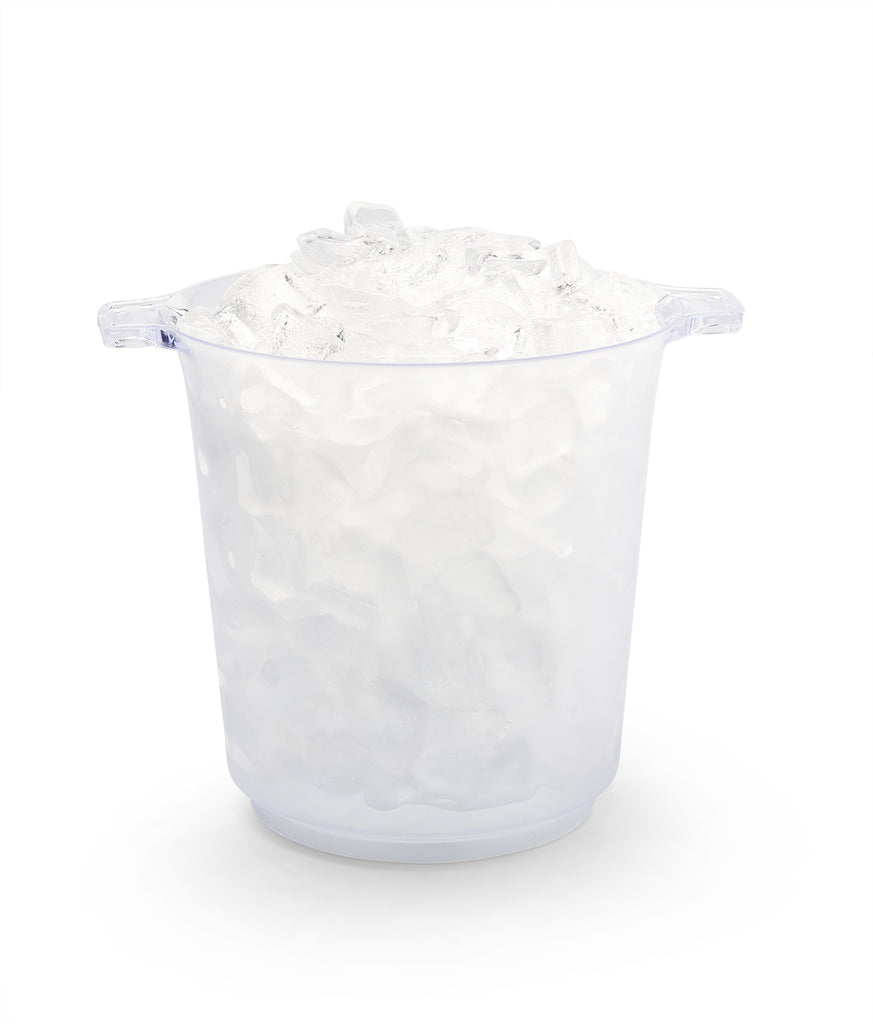 Approximately 10 people can be served with an Ice Bucket on a white background.