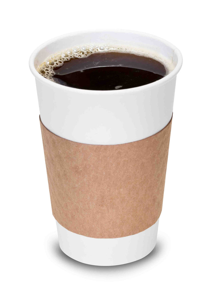 A Coffee Service with a brown paper wrapper served on a white background.